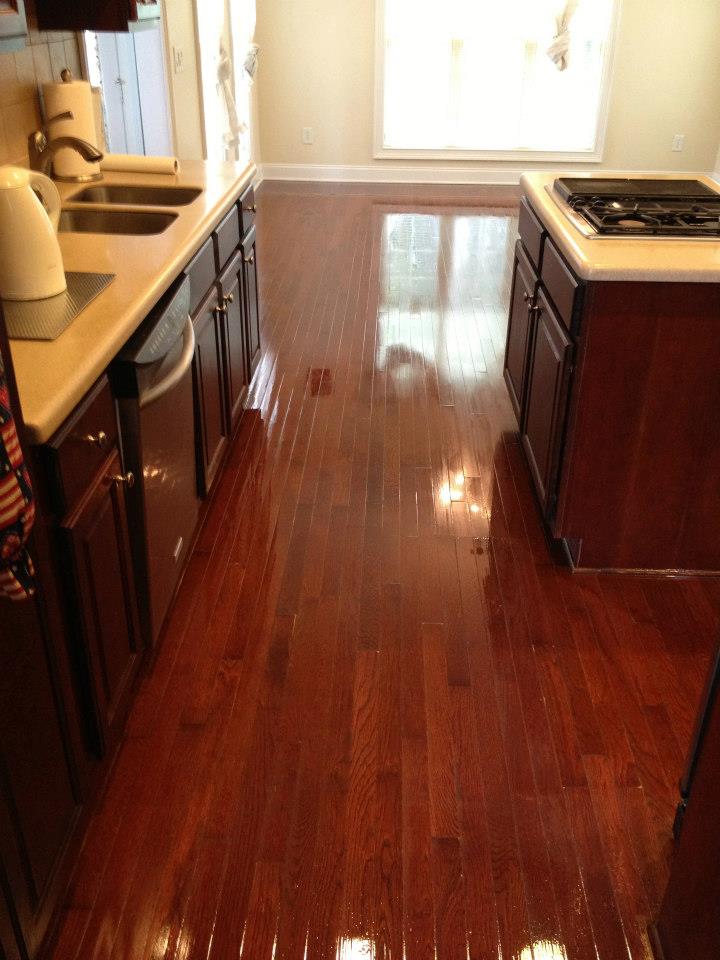 A recently refinished hardwood floor in an Ann Arbor home