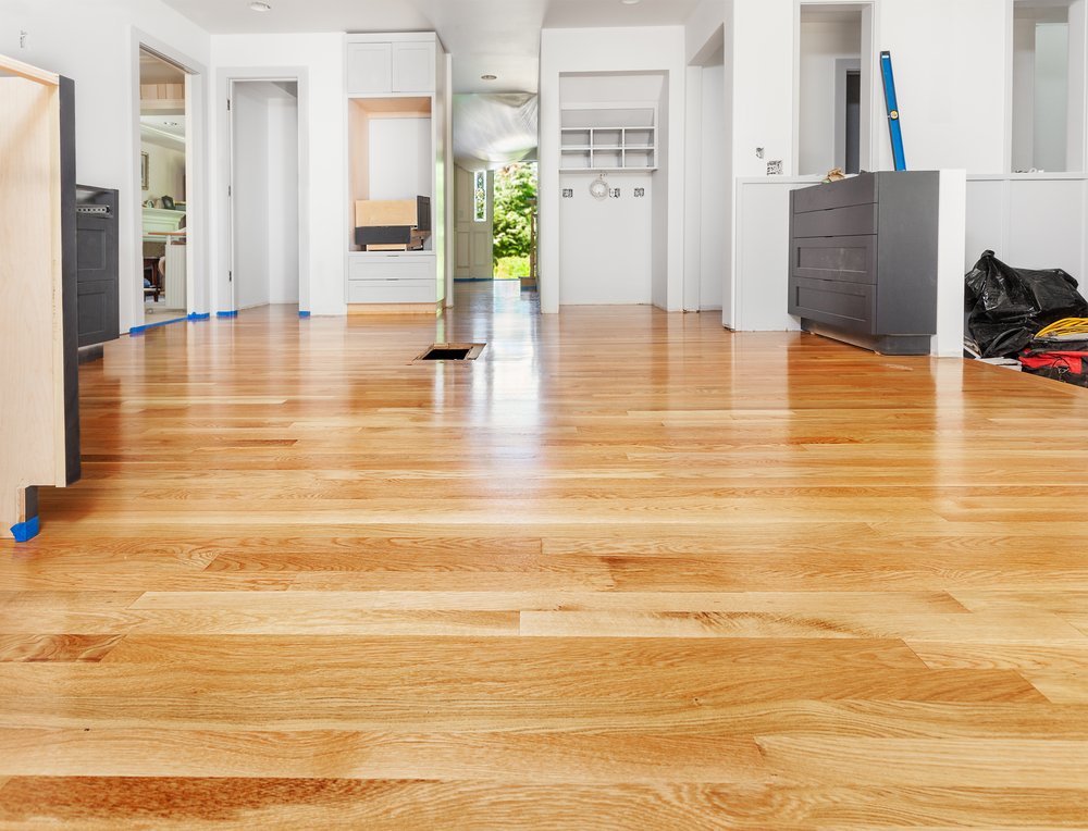 a freshly resurfaced wood floor