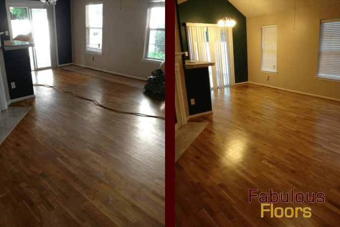 before and after hardwood floor refinishing in Ann Arbor, MI