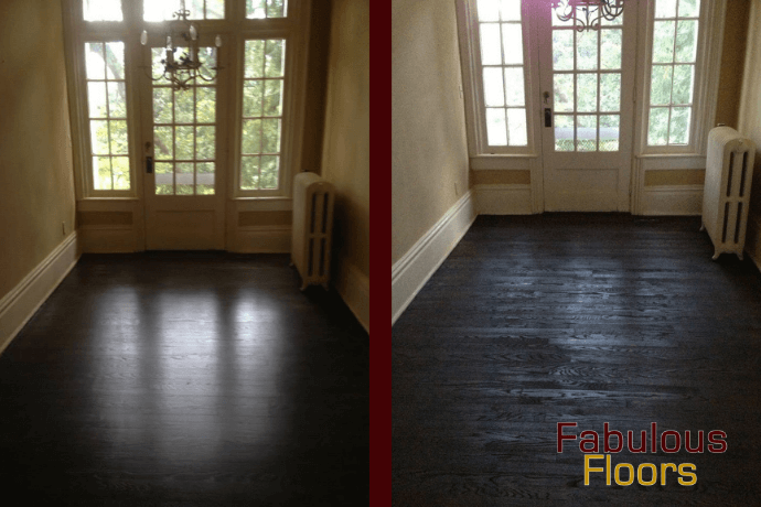 Before and after hardwood floor resurfacing in Canton, MI