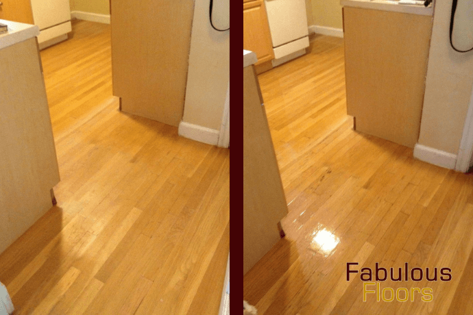 Before and after a hardwood floor resurfacing project in Canton, MI