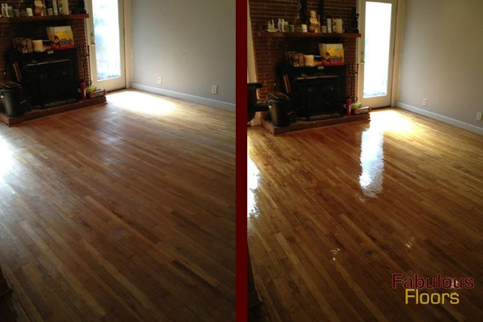 before and after hardwood floor refinishing in farmington hills, mi