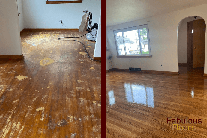 before and after hardwood refinishing in dearborn, mi