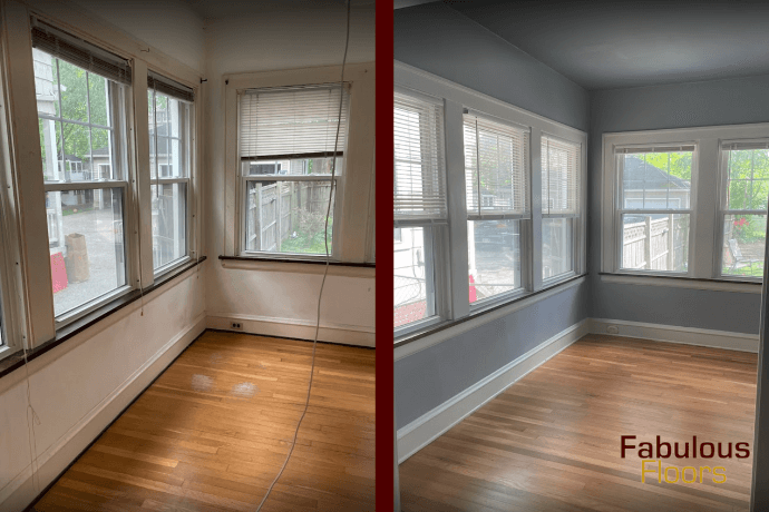 before and after hardwood refinishing in hamtramck, mi