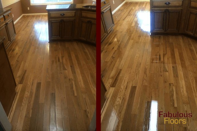before and after hardwood refinishing service in fraser, mi